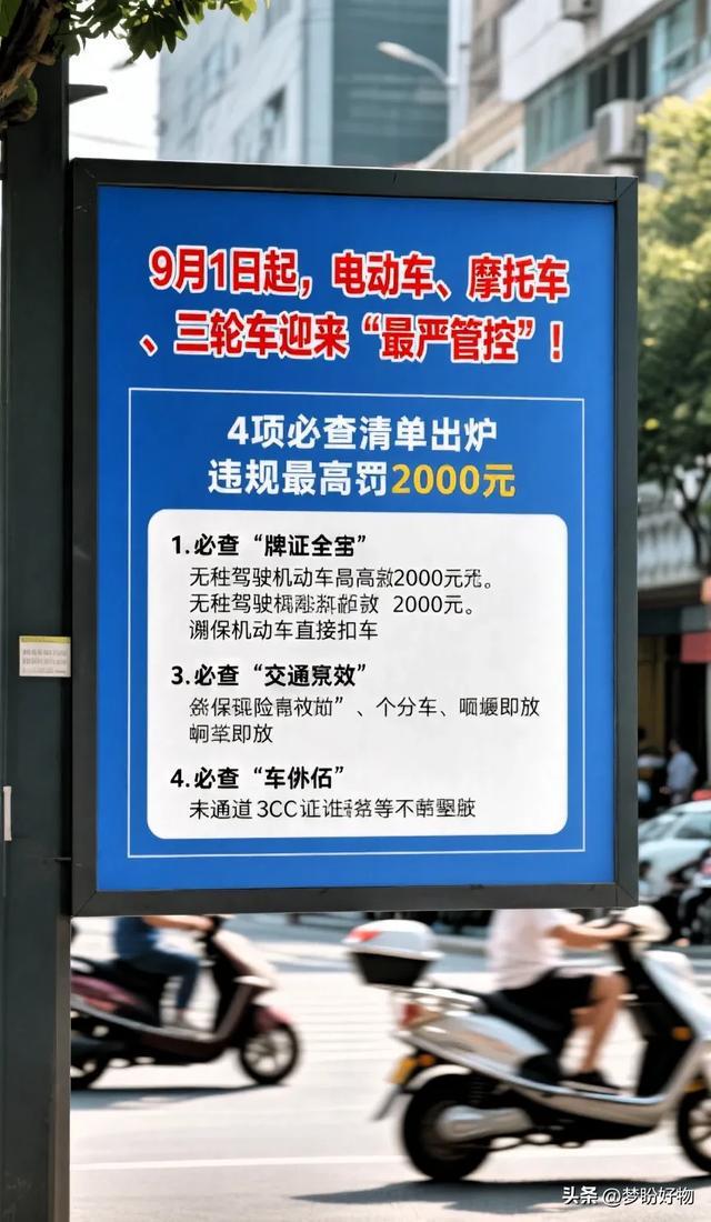 9月1日起电动车摩托车三轮车迎来最严管控4项必查清单出炉(图2)