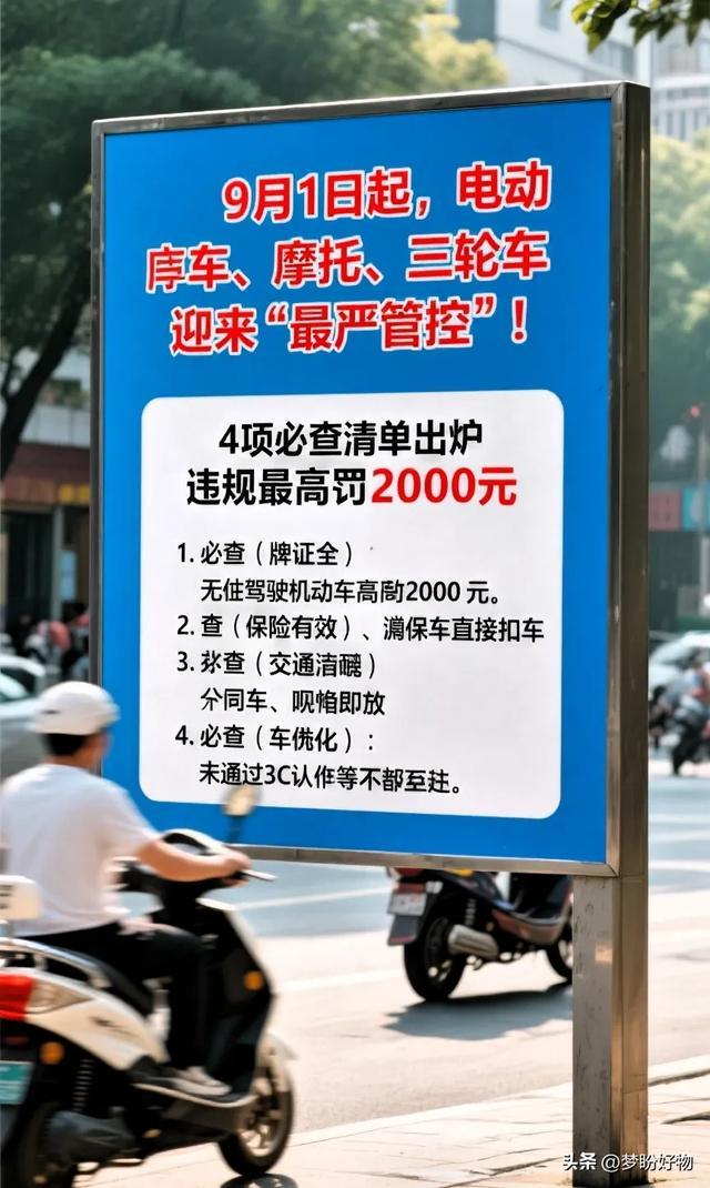 9月1日起电动车摩托车三轮车迎来最严管控4项必查清单出炉